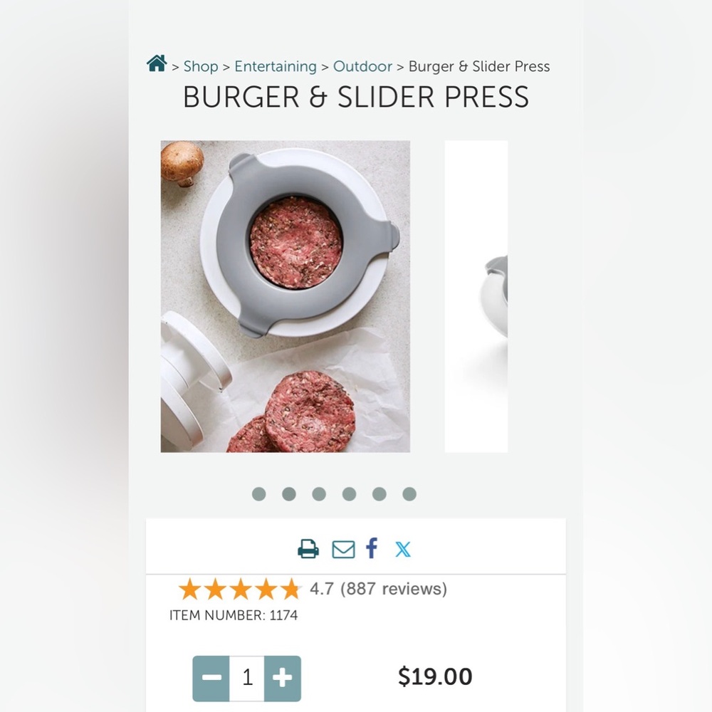 Pampered Chef Gray Burger‎ & Slider Press